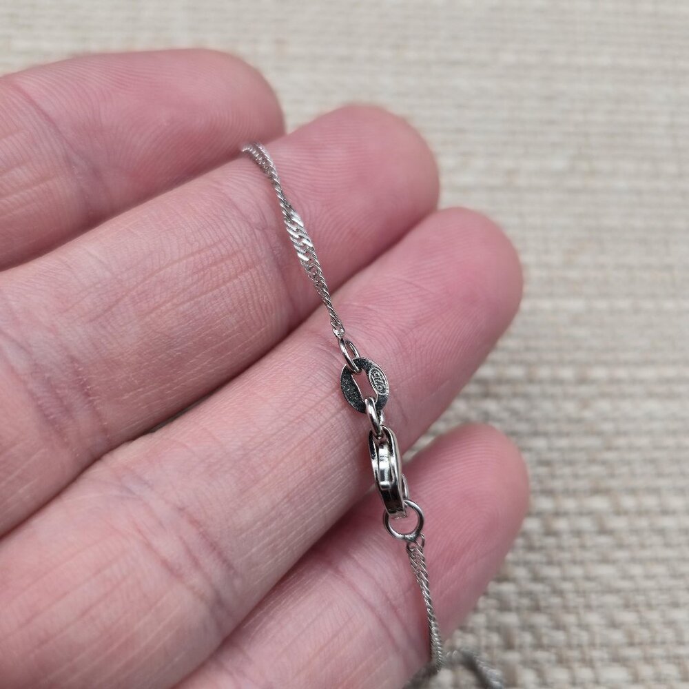 18 Inch Sterling Silver Several Small Genuine Diamonds Heart Necklace A6365 - Picture 6 of 8